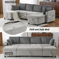 thumbnail image 4 of 111.8" Modular Sectional Sofa with Charging Station, U-Shaped Cloud Couch with Pullout Sofa Bed, 2 Storage Chaises & 2 Cup Holders and  for Living Room, Grey, 4 of 8