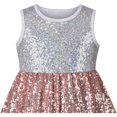 thumbnail image 3 of Sunny Fashion Girls Dress Silver Brown Shiny Glitter Sequin Color Block Sleeveless 5 Years, 3 of 5
