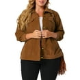 thumbnail image 5 of Agnes Orinda Women's Plus Point Collar Button Down Short Bomber Corduroy Jacket, 5 of 6