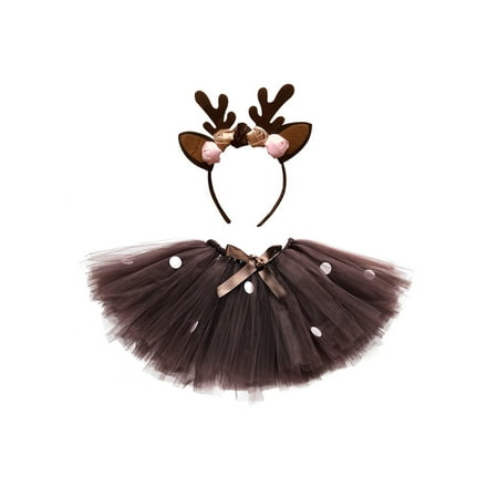 

Children s Girls Cosplay Set Mini Dress+Antler Hair Band for Party