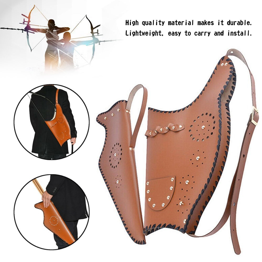 Archery Quick Quiver Holder Portable Release Arrows Recurve Bow Longbow Leather 