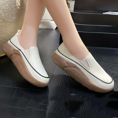 

Lhked Spring And Autumn Round Head Retro Small Thick Bottomed Muffin Shoes Comfortable Casual Women s Shoes