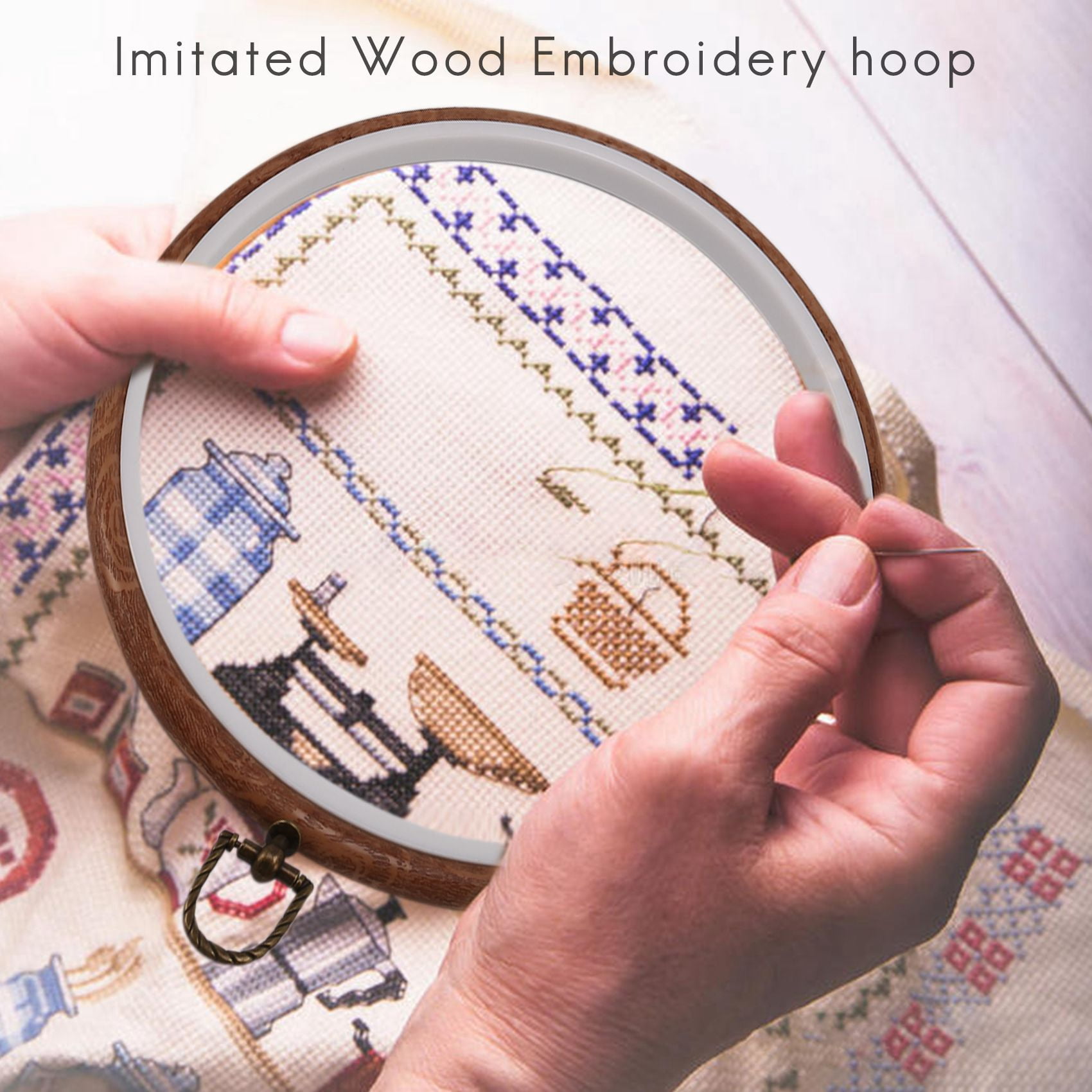 3 Pieces 10 inch 26cm Embroidery Ring No Slip Hoops Set Imitated Wood Display Frame Circle Embroidery Kits