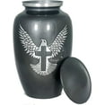 thumbnail image 2 of Silver Engraved Cremation Urn for Human Ashes Adult Funeral Urn Handcrafted - Large Burial Urn for Human Ashes -7.5" x 7.5" x 9.5"- 200lbs or 91kg - BAG INCLUDED (Matte Black), 2 of 4