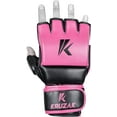 thumbnail image 3 of Kruzak MMA Gloves, Men and Women’s Half-Finger Boxing Mitts, Hand Wraps with Open Palms for Grappling, Kickboxing, Sanda, Sparring, Muay Thai (S/M, PINK), 3 of 5