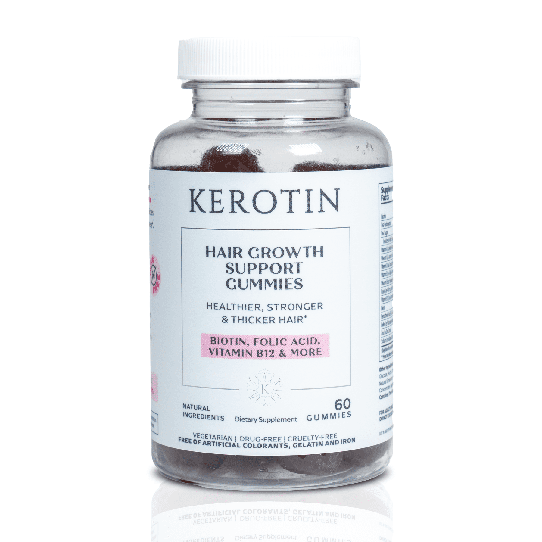 Kerotin Hair Growth Gummies - Vegetarian, Natural and 100% Made in The US -  for Thinning Hair and Faster Growth - Berry Flavored, Contains Biotin and  Essential Vitamins 