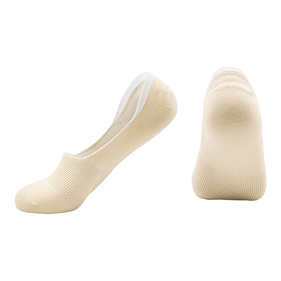 WTOBBY Invisible No-Show Lined Socks with Non-Slip Heel Grips Technology, Ultra Low Cut Liner Socks for Flats Loafers & Sneakers, Breathable Mesh Anti-Odor Socks ,BeigeB