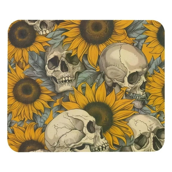 PhooArto Comfortable Mouse Pad Sunflower and Skull Pattern Desktop Mousepad , 21 x 25 cm Mouse Mat, Non-Slip Rubber Base, Improves Speed and Precision