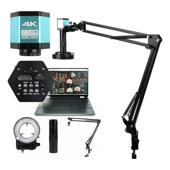 Microscopio industrial YIZHAN Cámara digital para microscopio Full HD 4K 1080P Interconexión HDMI USB Sensor con zoom de 1-150X Con control remoto