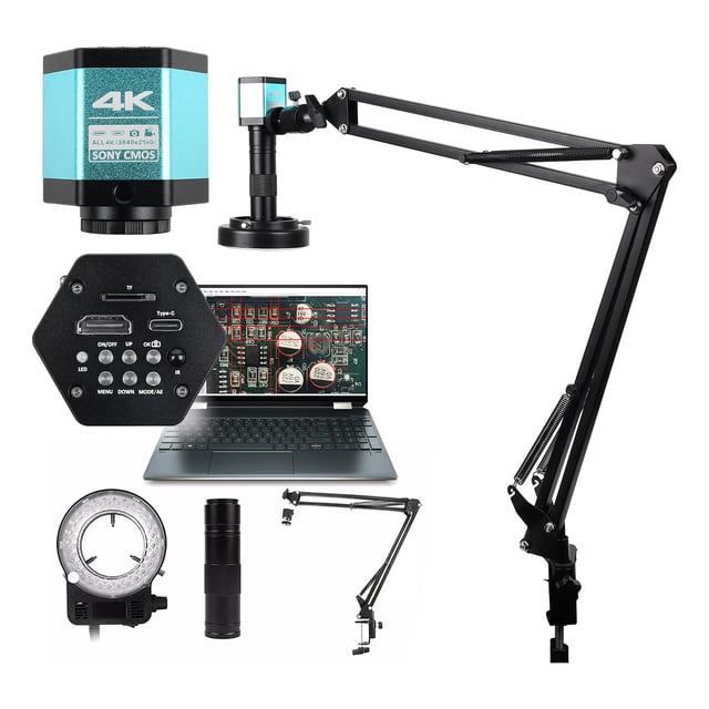Microscopio industrial YIZHAN Cámara digital para microscopio Full HD 4K 1080P Interconexión HDMI USB Sensor con zoom de 1-150X Con control remoto