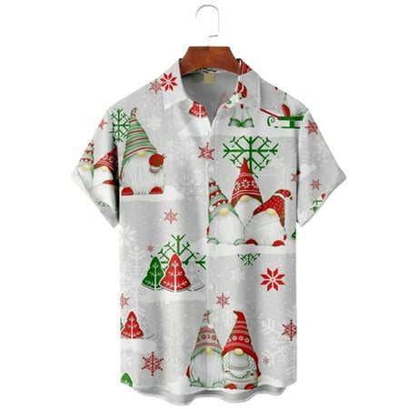 

MLFU Men s Christmas Short Sleeve Hawaiian Shirt Summer Loose Streetwear Shirts for Adults Men