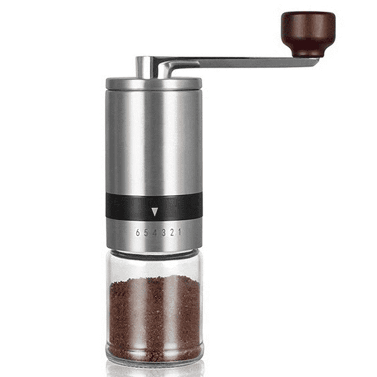 Paracity Manual Coffee Bean Grinder with Ceramic Burr, Hand Coffee Grinder Mill Small with 2 Glass Jars( 11oz per jar) Stainless Steel Handle for Drip