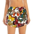 thumbnail image 3 of Uemuo Retro Floral Butterfly Pattern Women's Athletic Shorts High Waisted Running Shorts with Liner Pockets Gym Elastic Workout Shorts-Large, 3 of 9