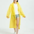 thumbnail image 2 of Hooded Rain Ponchos for Adults Eva Reusable Waterproof Raincoats for Women and Men Lightweight Drawstring Rain Gear Yellow Free Size, 2 of 5