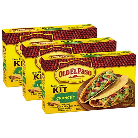 (3 Pack) Old El Paso Taco Dinner Kit, 8.8 oz Box (Best Sides For Tacos)