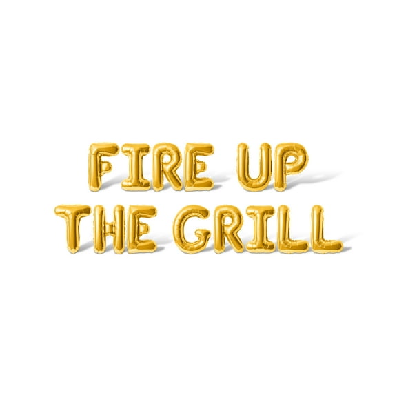 Letter Balloons - FIRE UP THE GRILL 16" Inch Alphabet Letters Foil Mylar Balloon 4th of July Party Banner (Gold)