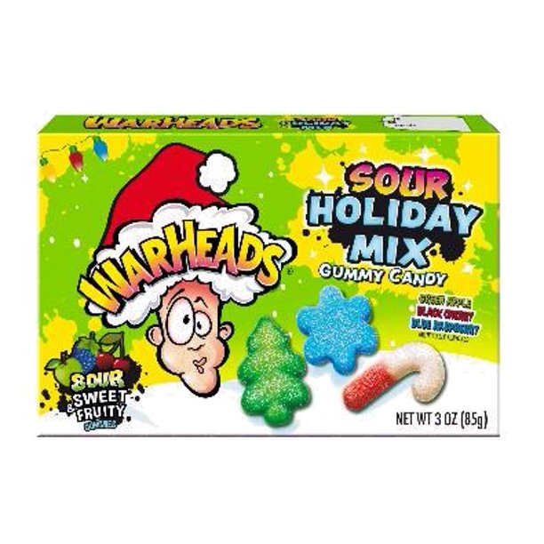 Flix Candy Warheads Christmas Holiday Mix Sour Gummy, 3 Ounce Theater