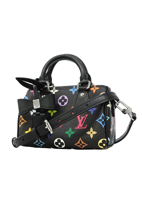 Pre-Owned Louis Vuitton handbag, Monogram Multicolor LV x TM Nano Speedy M13406, black, 2-way...