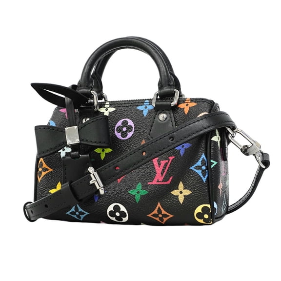Pre-Owned Louis Vuitton handbag, Monogram Multicolor LV x TM Nano Speedy M13406, black, 2-way...