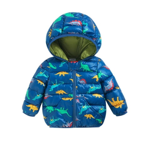 

nsendm Coat Warm Boys Cartoon Baby Outerwear Winter Girls Windproof Jacket Toddler Hooded Girls Kids Puffy Jacket Coat Navy 18-24 Months