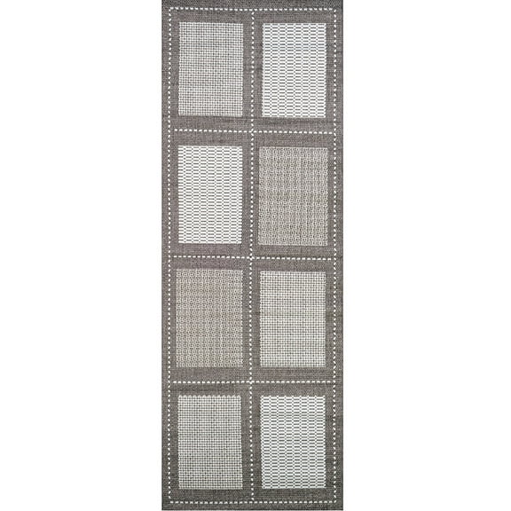 Couristan 2.25' x 7.75' Patterned Rectangular Area Throw Rug Runner - Gray and White