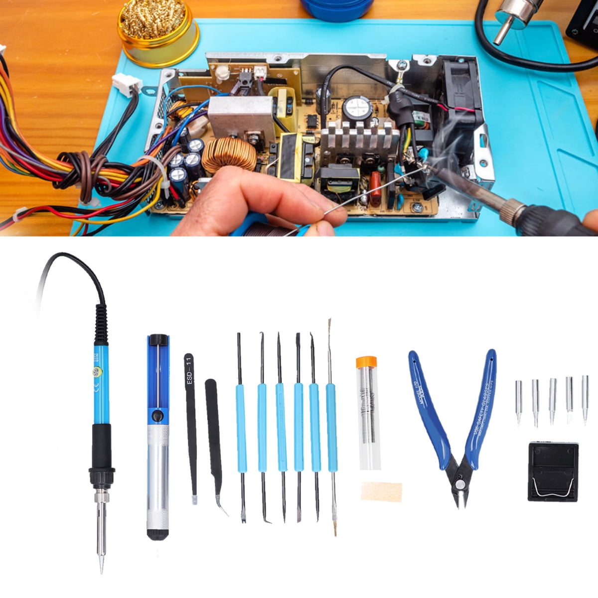 Soldering Iron Kit with Electric Soldering Iron Welding Iron Tips for DIY EnthusiastsUS Plug
