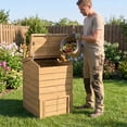 thumbnail image 2 of Gymax Solid Wood Compost Bin with Lockable Sliding Door Flip-top Opening Gas Rods, 2 of 9