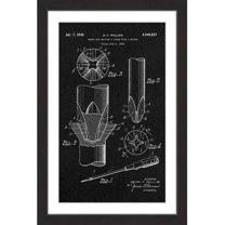 "Screwdriver 1936 Black Paper" Framed Painting Art Print, 12" x 1.5"