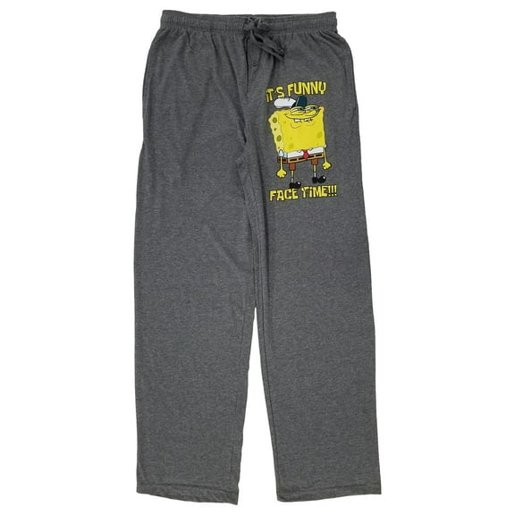 Spongebob Squarepants Mens Gray Funny Face Time Sleep Pants Pajama Bottoms L
