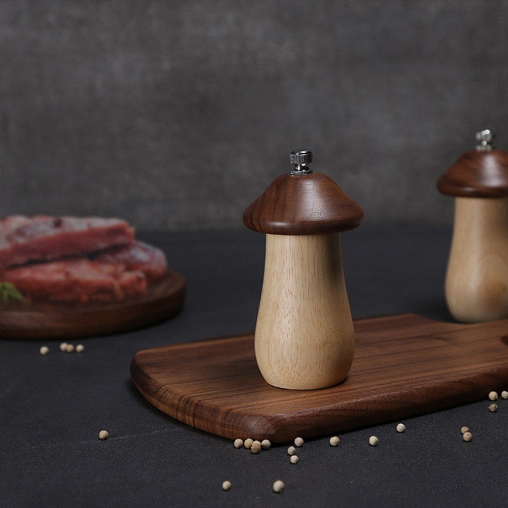 Mushroom Shaped Grinder Wooden Pepper Grinder Salt Pepper Mill Manual Grinding Gadget Pepper Grinder Tool for Kitchen