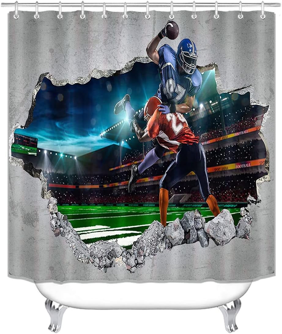 Sonernt American Football Shower Curtain 72x72inch, Football Field