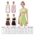 thumbnail image 5 of Women's Tennis Skirts Top Set Stretch High Waisted Golf Skorts Skirt One Shoulder Sports Bra Running Workout Activewear, 2 Piece S Lilac - Zipper Bra, 5 of 8