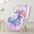 thumbnail image 6 of Rainbow Unicorn Blanket, 60 x 50 Inches Soft Fuzzy Blanket for Girls, Cozy Kids Blanket, Warm Flannel Throw Blankets Bed Bedding Room Decor, Camping, Travel, Chair, 6 of 6