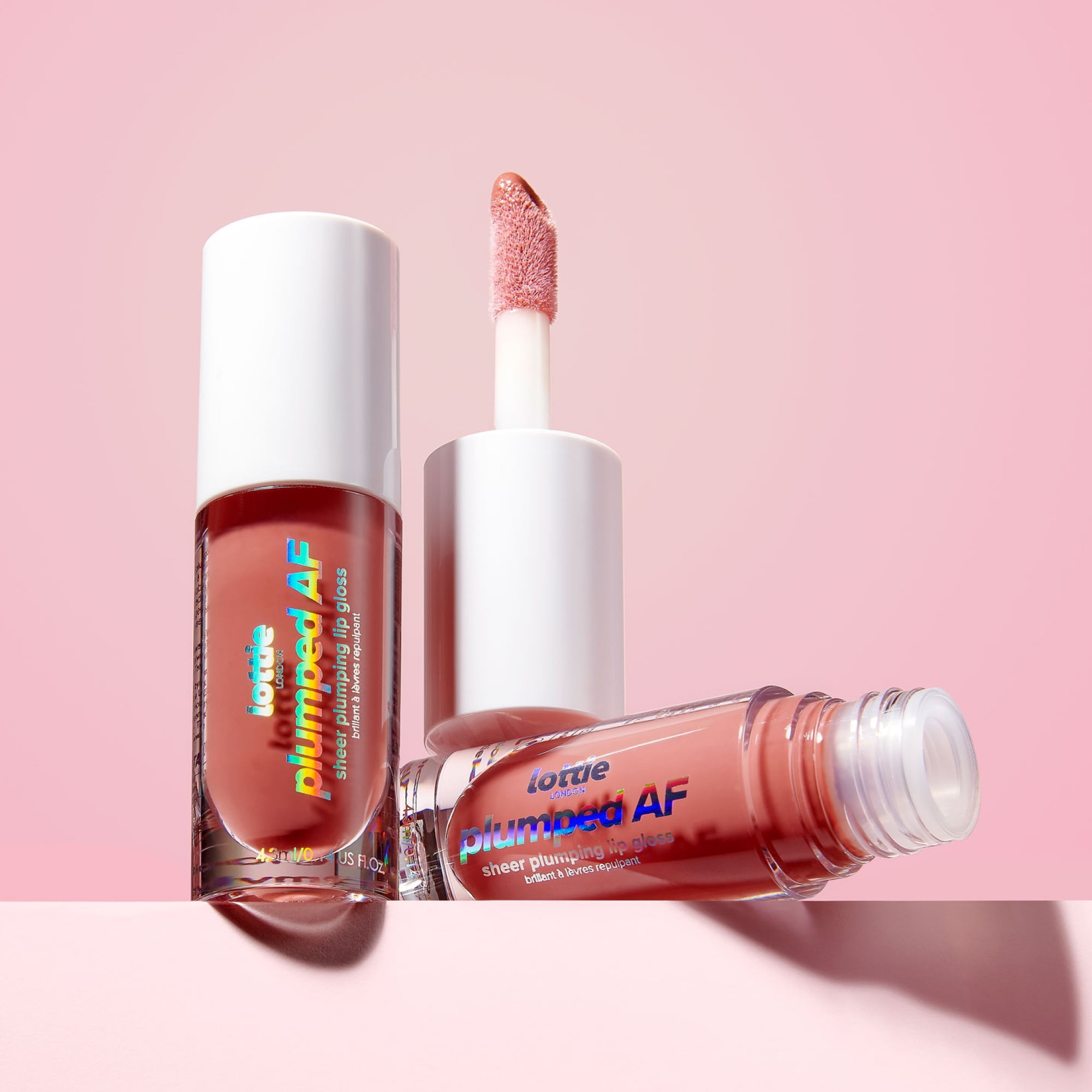 Lottie London Plumped AF, Sheer Plumping Liquid Lip Gloss, Nude, 0.14 fl oz