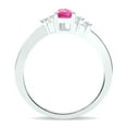thumbnail image 3 of SZUL Women's Pink Topaz and Diamond Wave Ring in 10K White Gold, 3 of 5