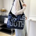 thumbnail image 3 of Bolsa A Cuestas Bolso Unisex Denim Tote Carta Compras Gran Capacidad Hombro Azul Oscuro Azul, 3 of 8