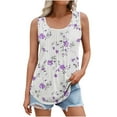 thumbnail image 2 of Tank Tops for Women Plus Size Sleeveless Round Neck Floral Printing Summer Casual Tee Tank Multicolor XXXXXL, 2 of 5