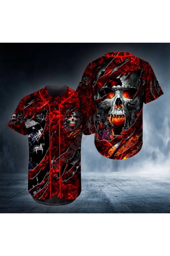Fashion Skull Series Custom Name Baseball Shirt 3D Printed Men's Shirt New Casual Harajuku