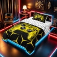 thumbnail image 2 of meiyoeat Neon Yellow Flame Game Controller Twin Comforter Sets for Kids Boys, Yellow Geometric Gaming Bedding Set, Gamepad Reversible 2 Pieces, 1 Comforter and 1 Pillowcase, 2 of 6