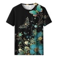 thumbnail image 5 of JTZGDY Plus Size Tops for Women Vintage Floral Printed Summer Short Sleeve Basic Crewneck Graphic T-Shirts Loose Oversized Dressy Casual Tunic Blouse Multicolor#51 XXXL, 5 of 5