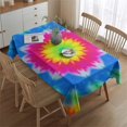 thumbnail image 2 of Colorful Tie Dye Lotus Pattern Rectangle Tablecloth 60"x84",Waterproof Polyester Rectangle Table Cloth, Wipeable Spillproof Polyester Tablecloth for Dining, Camping, Indoor and Outdoor, 2 of 5