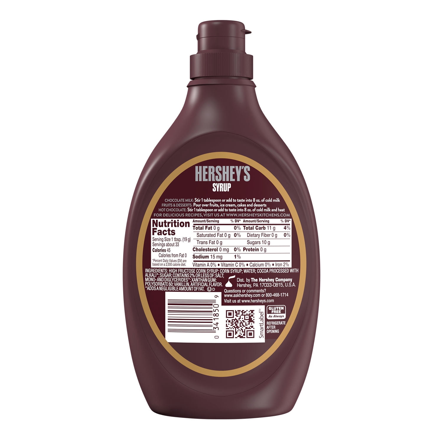 Hershey's Special Dark Mildly Sweet Chocolate Syrup, Bottle 22 oz
