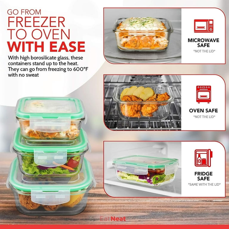 Glass Food Storage Containers with Lids 30 Oz 16 Pc (Set of 8) Airtight  Large Reusable Leak Proof BPA Free Food Prep Containers Freezer to Oven Safe