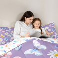 thumbnail image 4 of Homewish Dreamy Purple Butterfly Bedding Comforter Set 7 Pieces for Kids, Kawaii Cartoon Animal Full Bedding Set, Rustic Groovy Flower Reversible Fitted Sheet Flat Sheet, Ultra Soft Bedroom Decor, 4 of 7