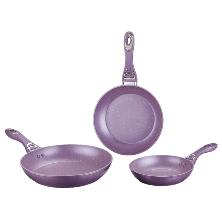 Neware EUROCOOK Jade Powder-coated Ceramic Non-Stick Cookware Set, 4-Piece  PFOA-Free Kit: Frying Pans and Casserole with Tempered Glass Lid