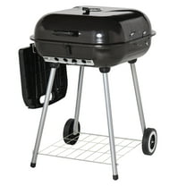 Portable Charcoal Grill 21", BBQ Smoker with Wheels, Adjustable Vents, Black