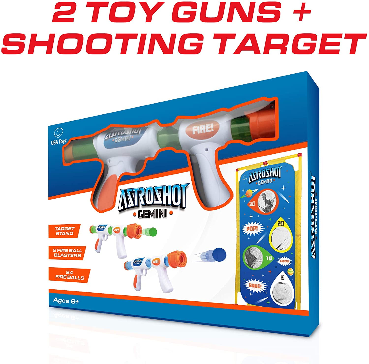 USA Toyz Astroshot Gemini Ball Popper Air Blasters Toy 2 pack, Indoor & Outdoor Game for Kid Ages 6+