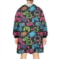 thumbnail image 2 of Wearable Oversized Blanket,Colorful Controllers Games Devices Black Pattern Wearable Blanket Hoodie for Adults,Cozy Hooded Blankets with Super Pockets,Super Warm Fuzzy Pullover for Women & Men, 2 of 6