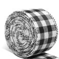 thumbnail image 2 of Linyer Christmas Linen Wired Ribbon Accessory Plaid Burlap Fabric Xmas Checkered Decoration Holiday Crafts Wrapping Black White 15m, 2 of 8