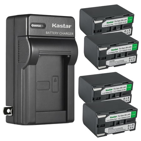 Kastar 4-Pack SB-L480 Battery and AC Wall Charger Replacement for Samsung VP-L4000 VP-L500 VP-L520 VP-L530 VP-L550 VP-L600 VP-L600B VP-L610 VP-L610B VP-L610D VP-L630 VP-L650 VP-L700 Camera